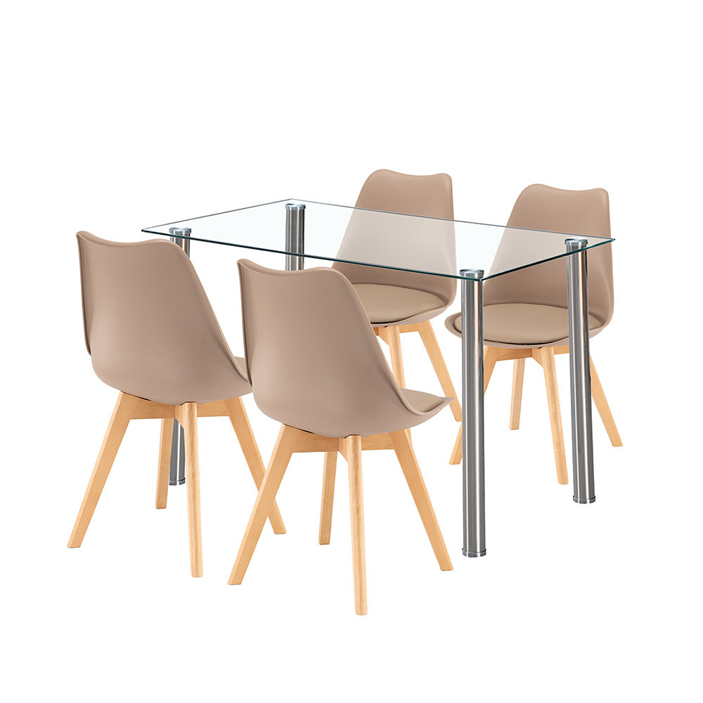 Set masă - Leziter Velon 4+1 set de sufragerie alb-bej