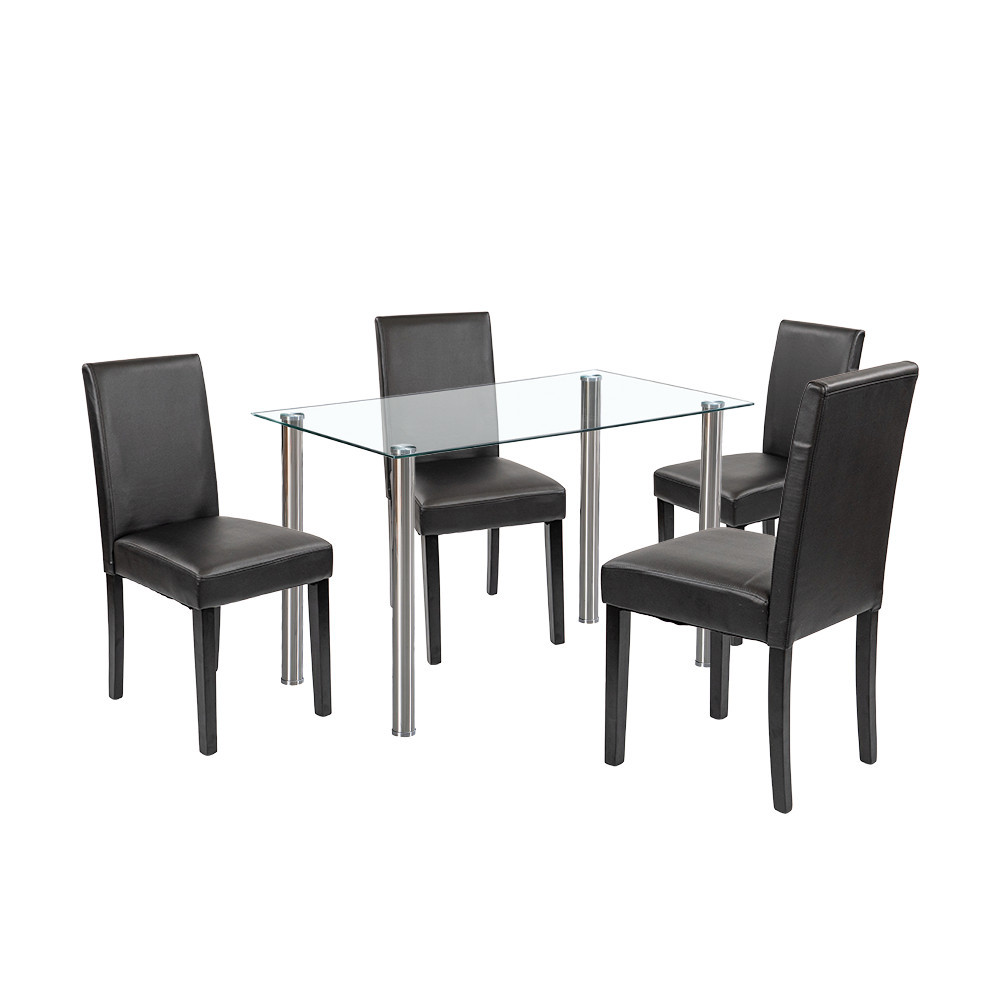 Mobilier sufragerie - Leziter Set de masă Karin 4 1 alb-negru