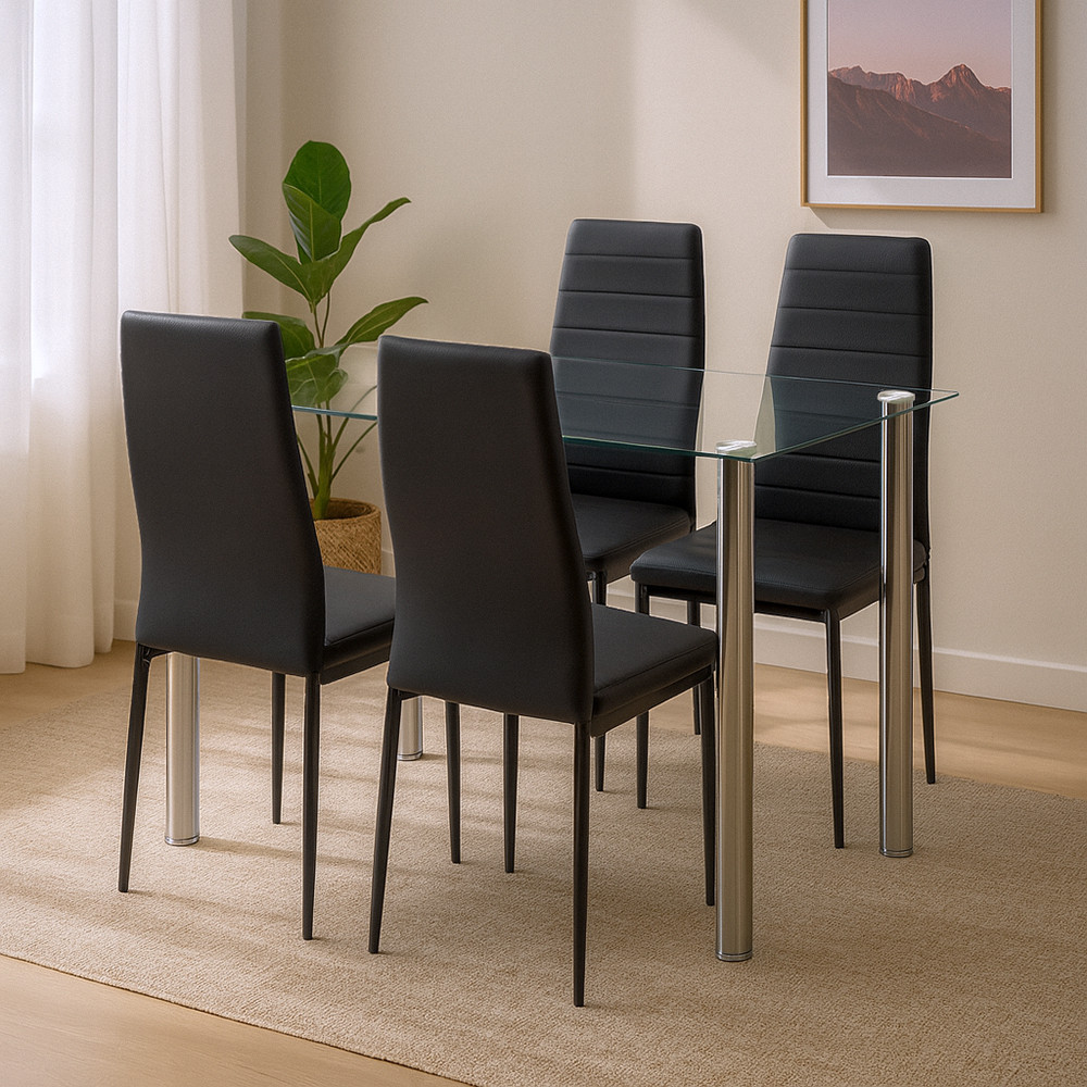 Leziter Nolen 4+1 set de sufragerie negru [1]