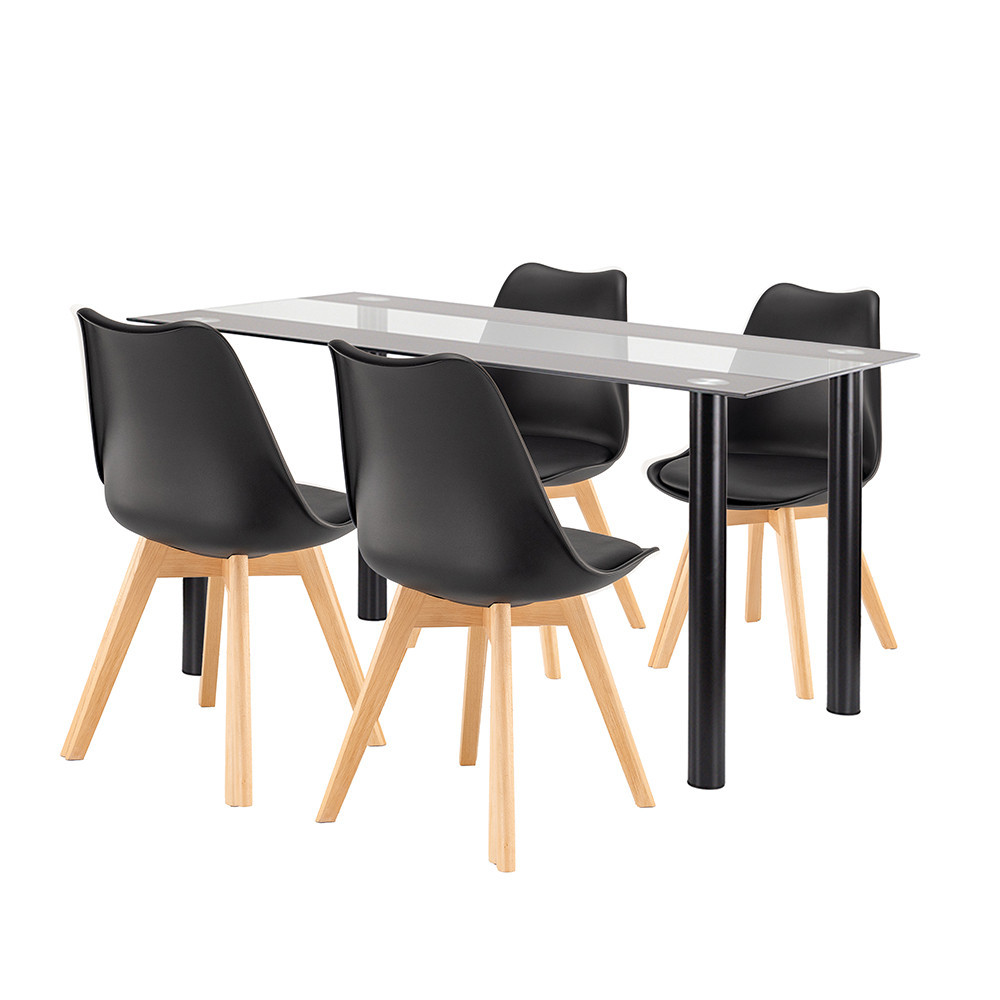 Set masă - Leziter Set de sufragerie Zelma 4+1 negru-negru