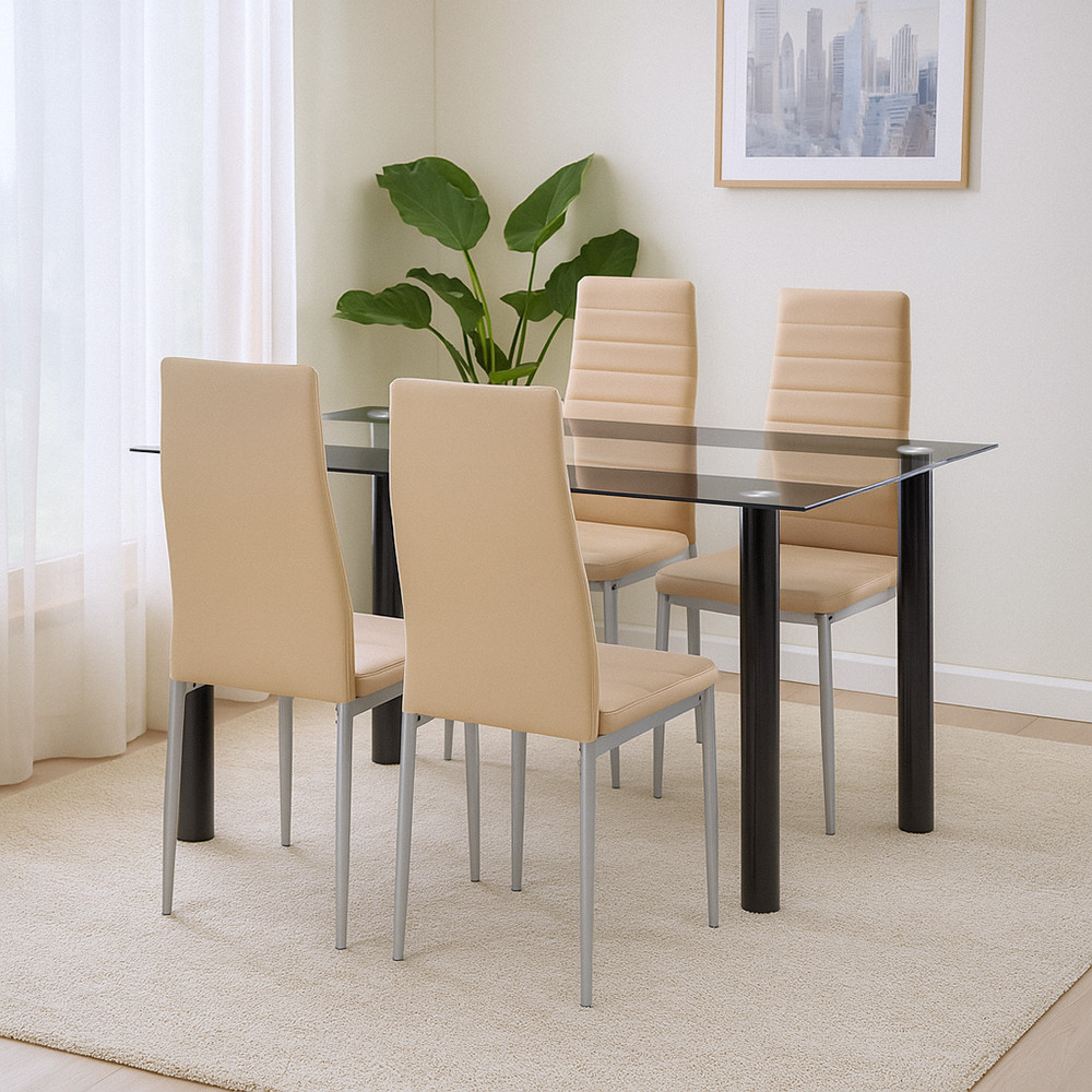 Leziter Denton 4+1 set de luat masa bej-gri [1]