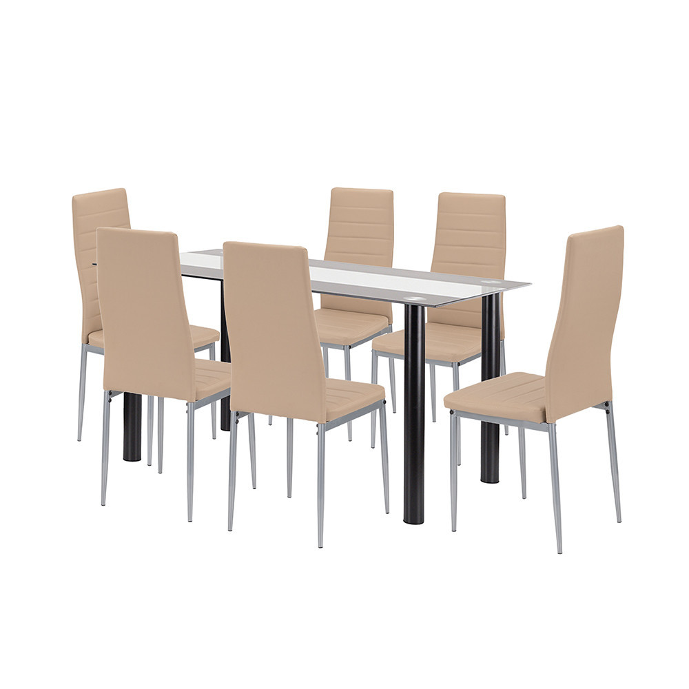 Mobilier sufragerie - Leziter Denton 6+1 set de luat masa bej-gri