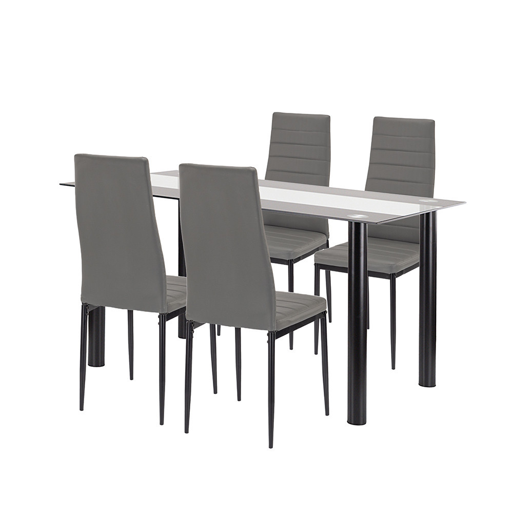 Mobilier sufragerie - Leziter Denton 4+1 set de sufragerie gri-negru