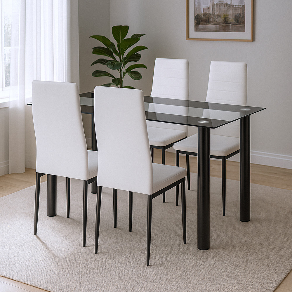 Leziter Set de sufragerie Denton 4+1 alb-negru [1]