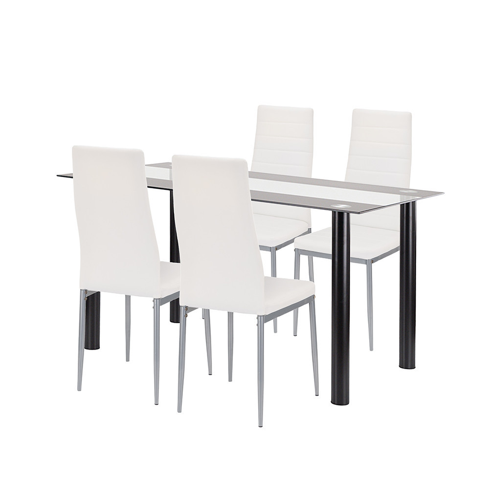 Mobilier sufragerie - Leziter Set de sufragerie Denton 4+1 alb-gri