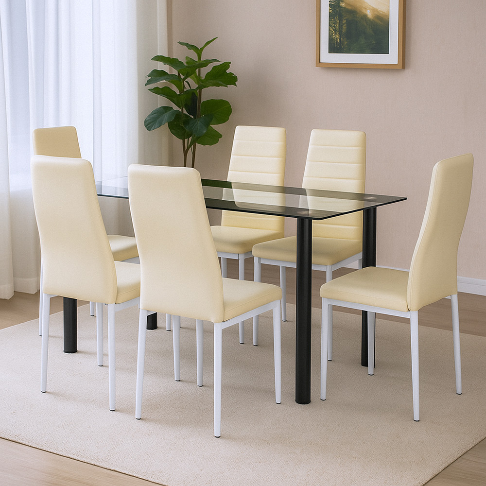 Leziter Norman 6+1 set de luat masa bej [1]