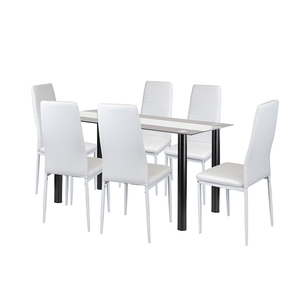 Set masă - Leziter Norman 6+1 set de luat masa alb