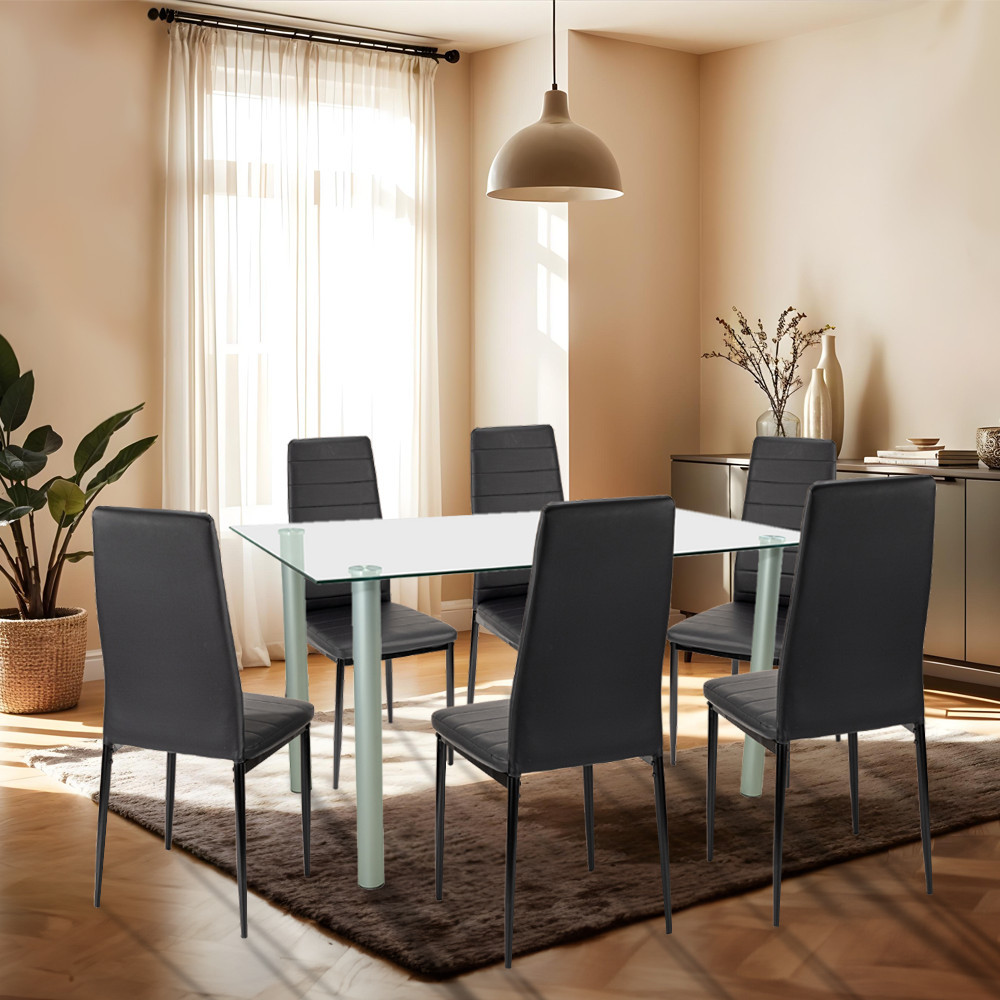 Leziter Set de masă Verna 6 1 negru-negru [1]