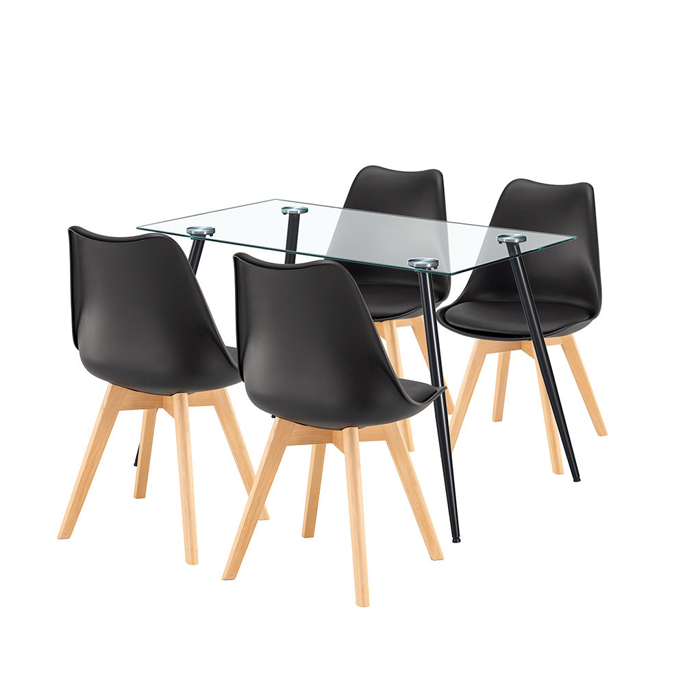 Set masă - Leziter Milo 4+1 set de luat masa negru-negru