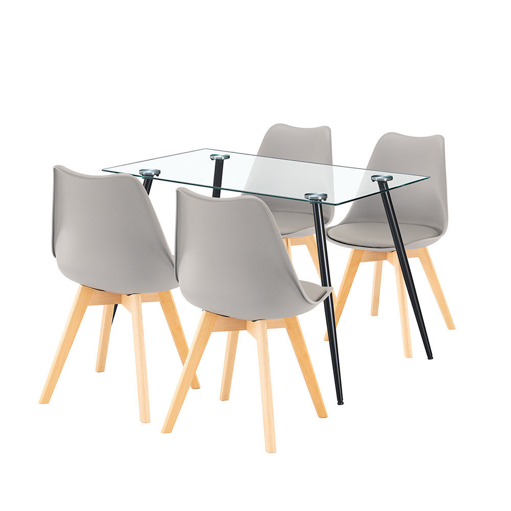 Mobilier - Leziter Milo 4+1 set de sufragerie negru-gri