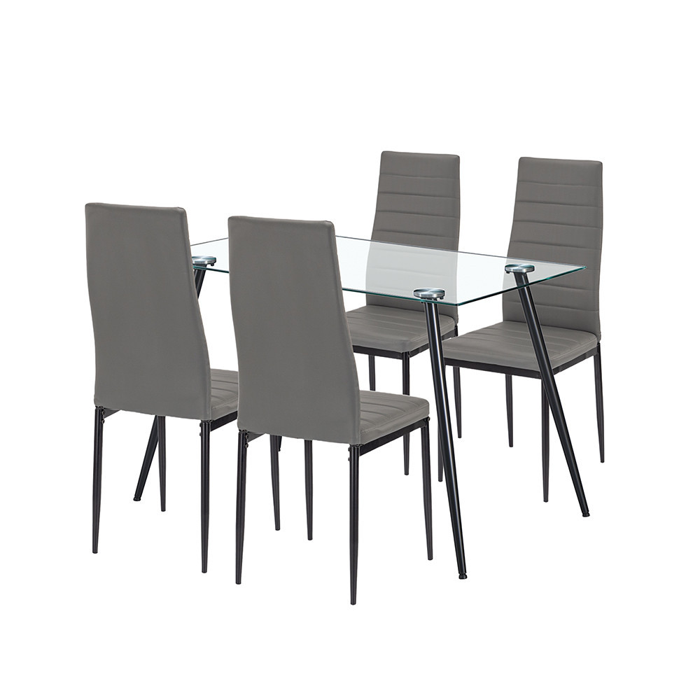 Set masă - Leziter Nash 4+1 set de sufragerie gri-negru