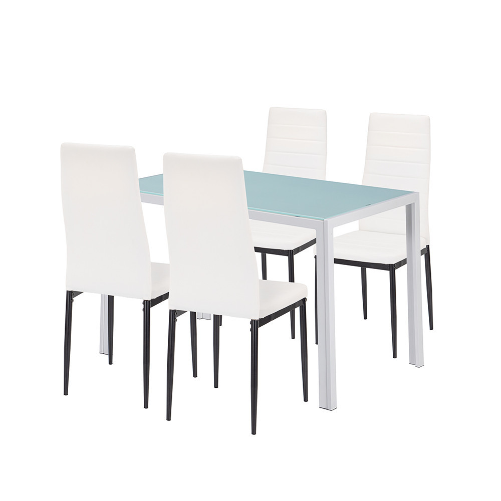 Mobilier - Leziter Midland 4+1 set de sufragerie alb-negru