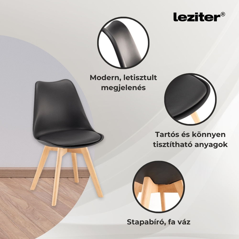 Leziter Nuvia 6+1 set de luat masa alb-negru [4]