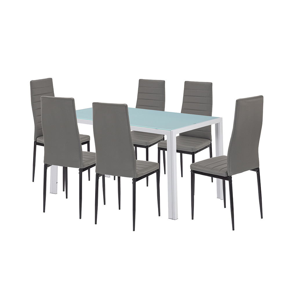 Mobilier - Leziter Mabel 6+1 set de luat masa gri-negru