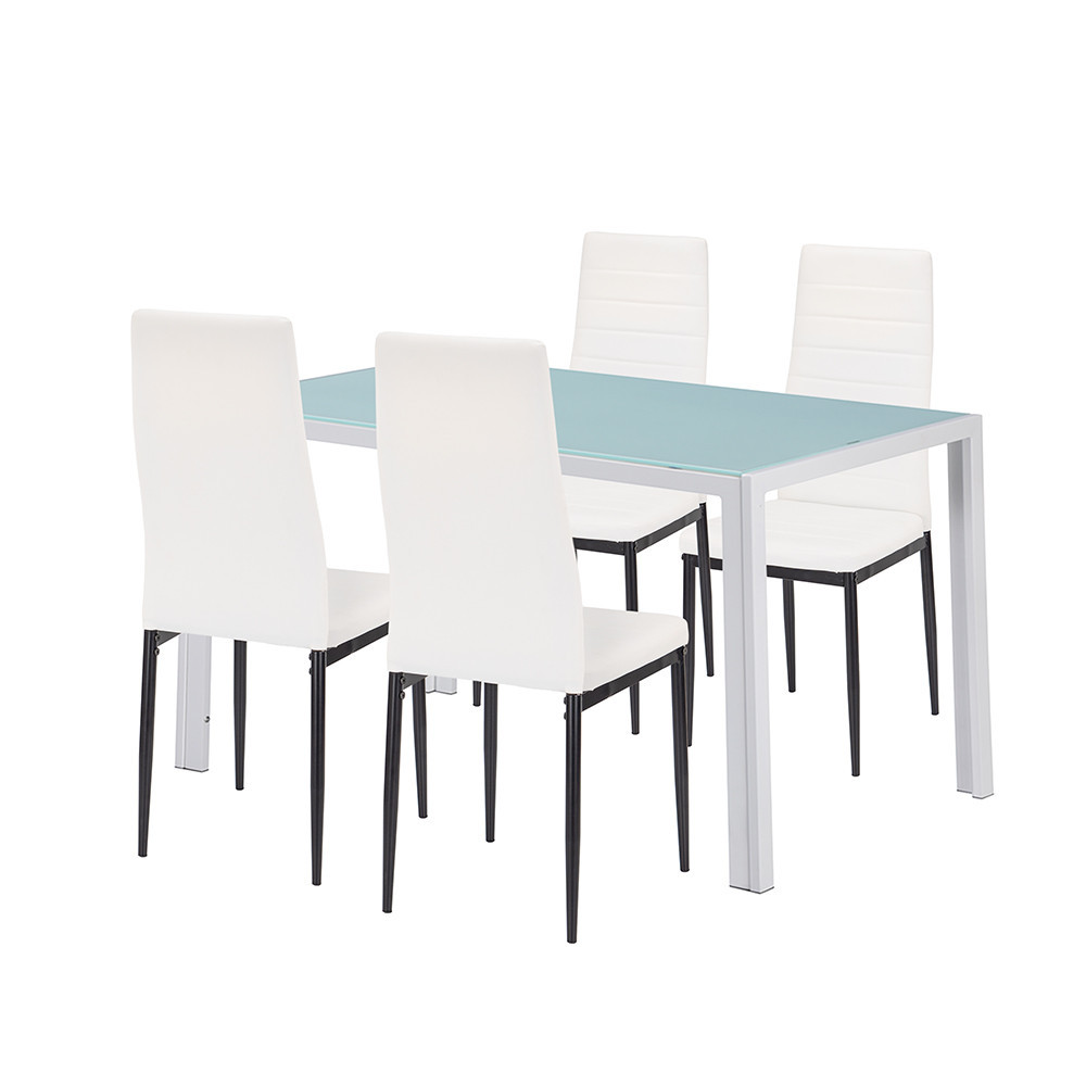 Mobilier sufragerie - Leziter Mabel 4+1 set de sufragerie alb-negru