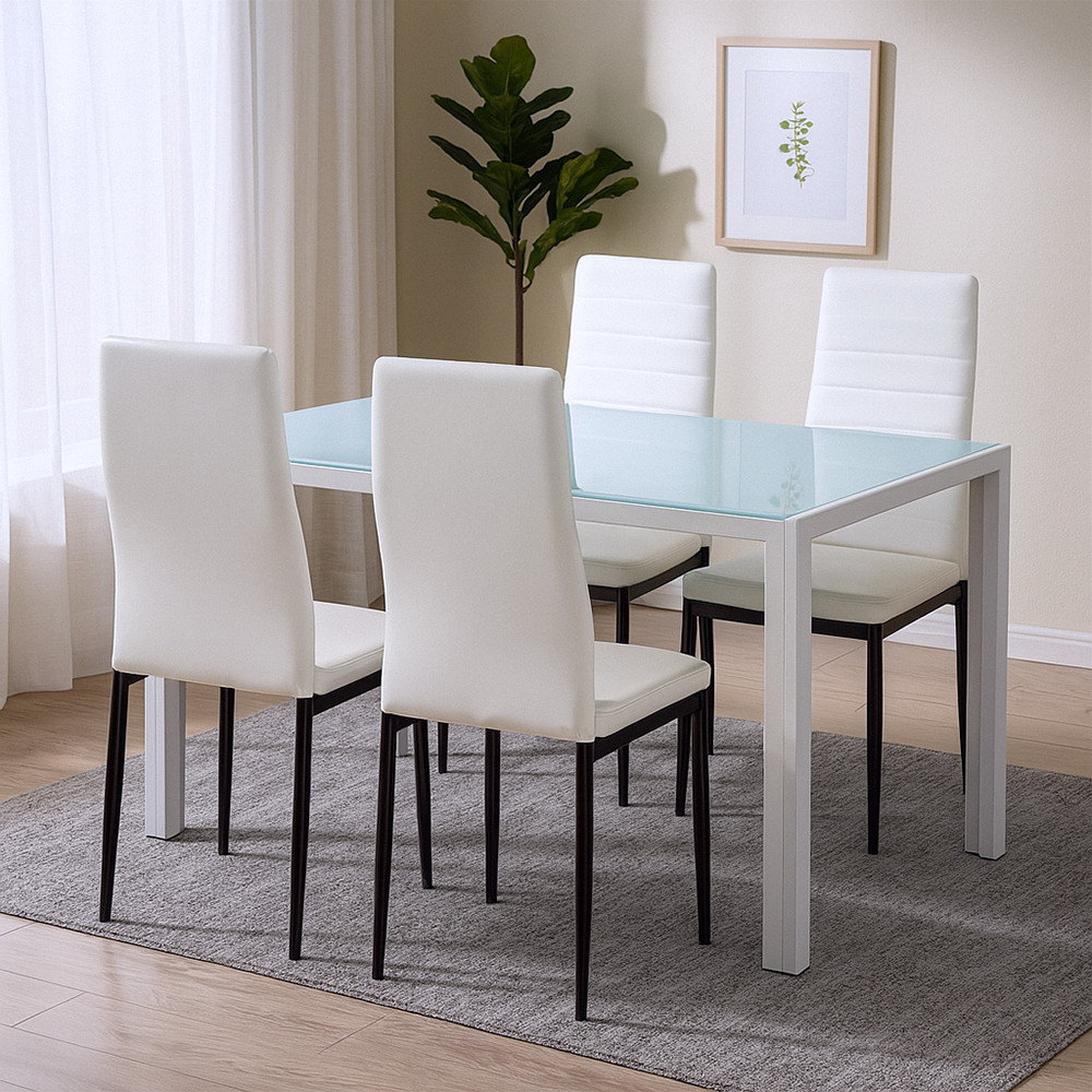 Leziter Mabel 4+1 set de sufragerie alb-negru [1]