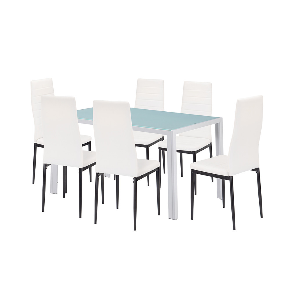 Mobilier sufragerie - Leziter Mabel 6+1 set de sufragerie alb-negru