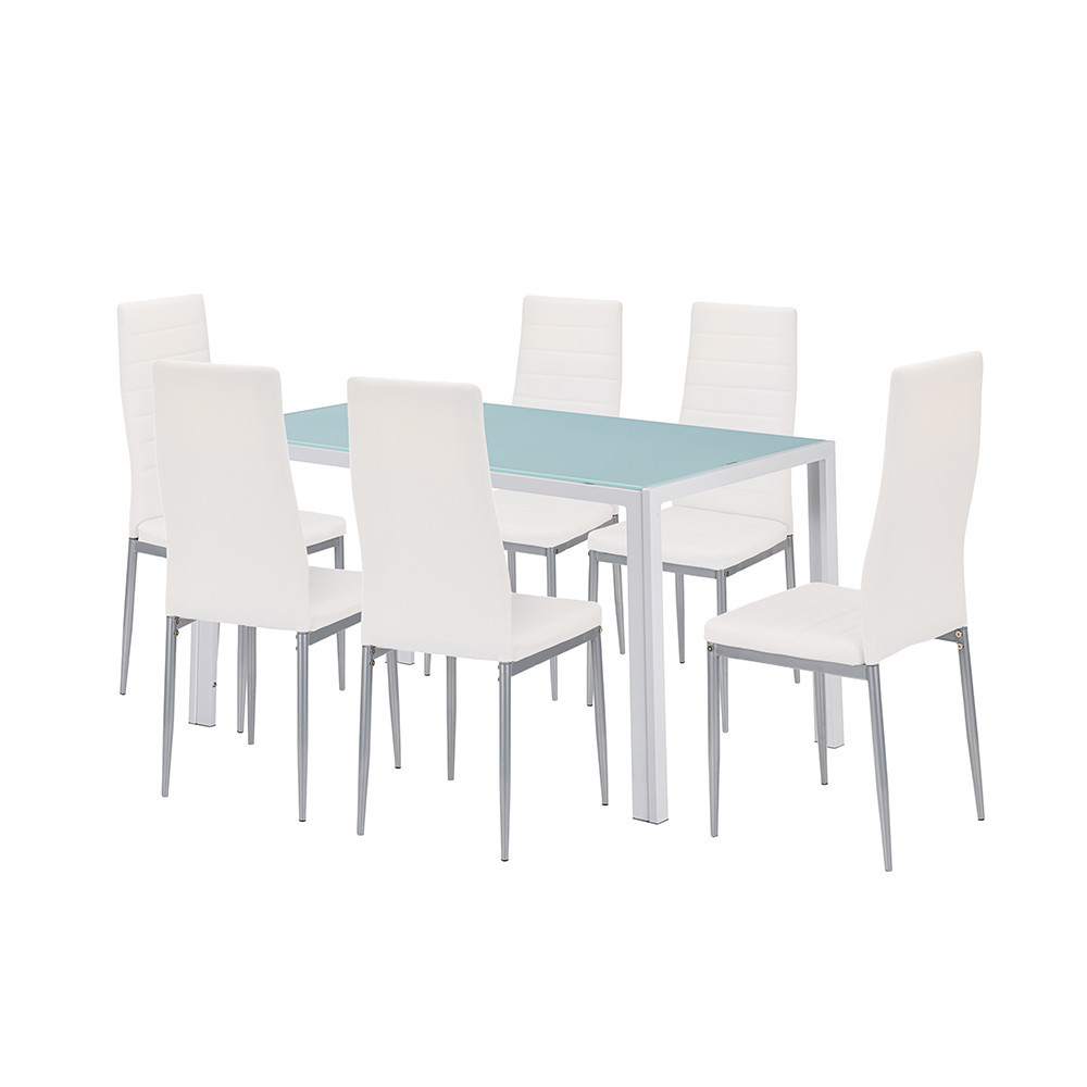 Mobilier - Leziter Mabel 6+1 set de luat masa alb-gri