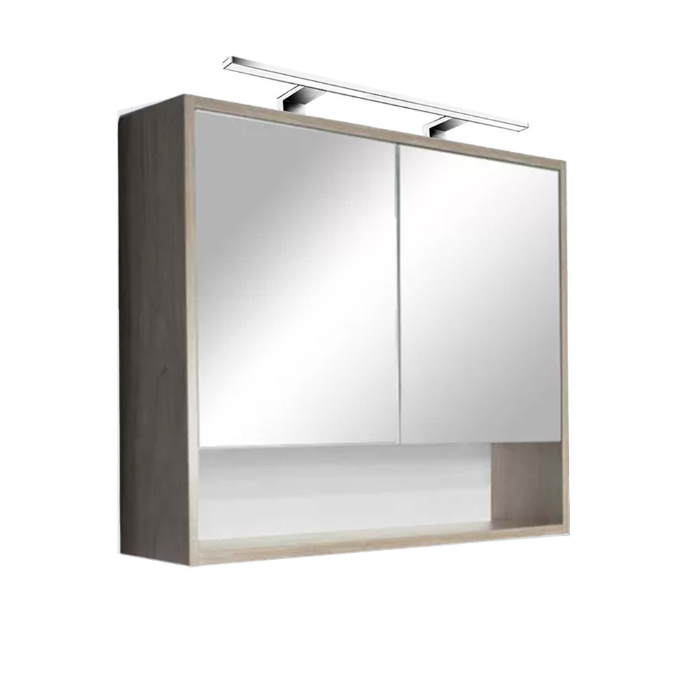 Dulap baie suspendat - Leziter Dulap superior cu oglindă Luna 80, stejar Sonoma