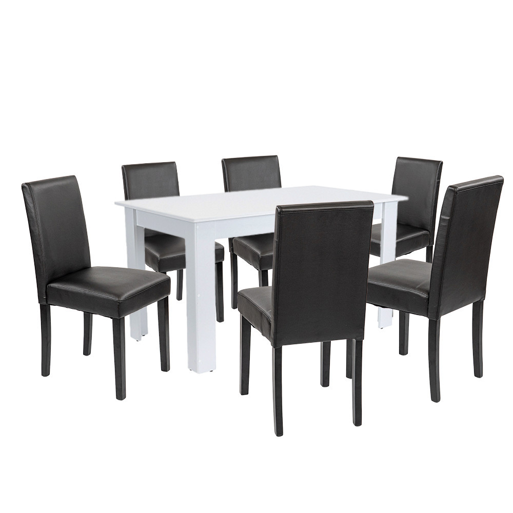 Mobilier sufragerie - Leziter Set de masă Leon 6 1 alb-negru