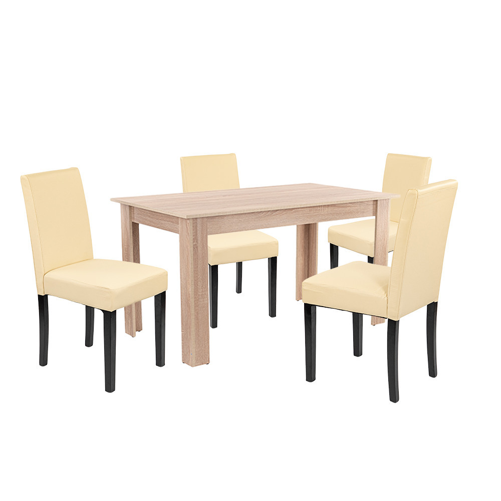Mobilier sufragerie - Leziter Set de masă Leon 4 1 stejar Sonoma-bej