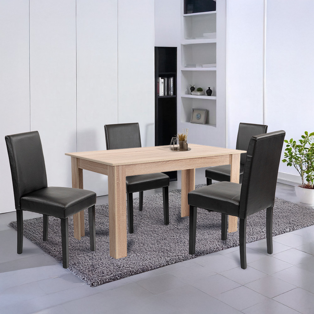 Leziter Set de masă Leon 4 1, stejar Sonoma-negru [1]