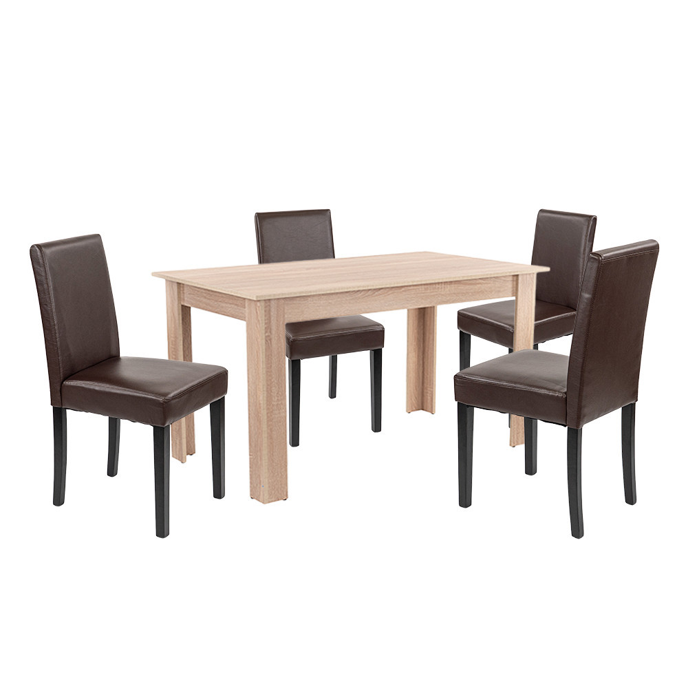 Set masă - Leziter Set de masă Leon 4 1, stejar Sonoma-maro