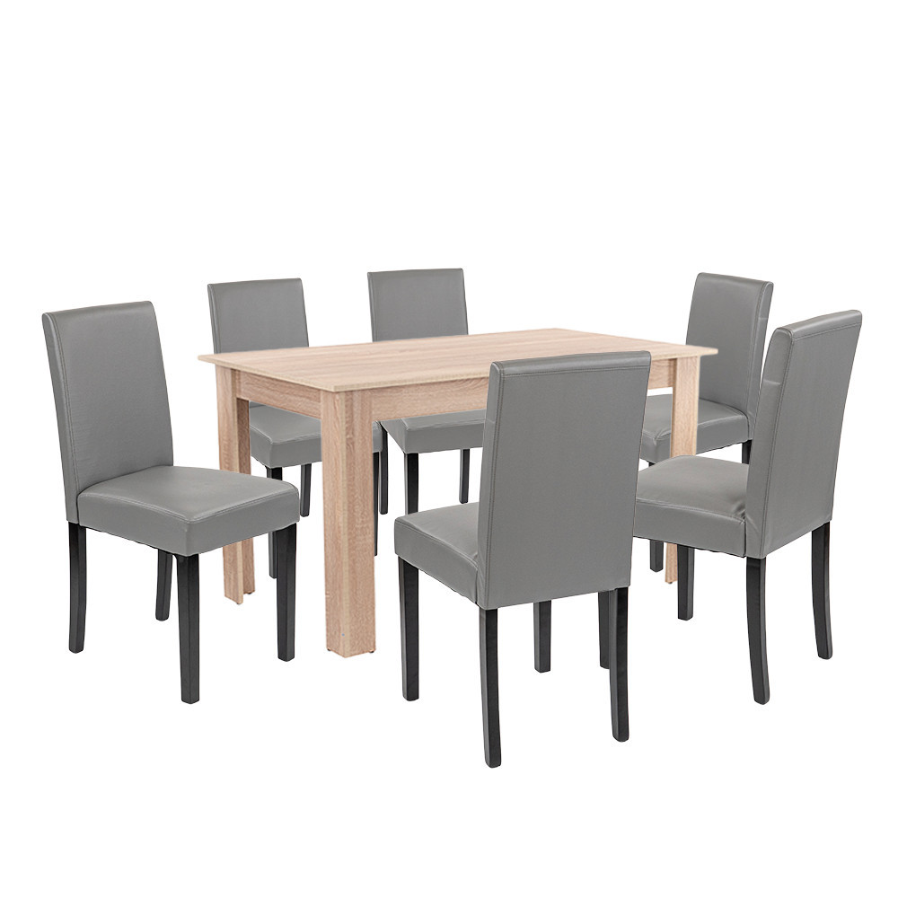 Mobilier sufragerie - Leziter Set de masă Leon 6 1, gri stejar Sonoma