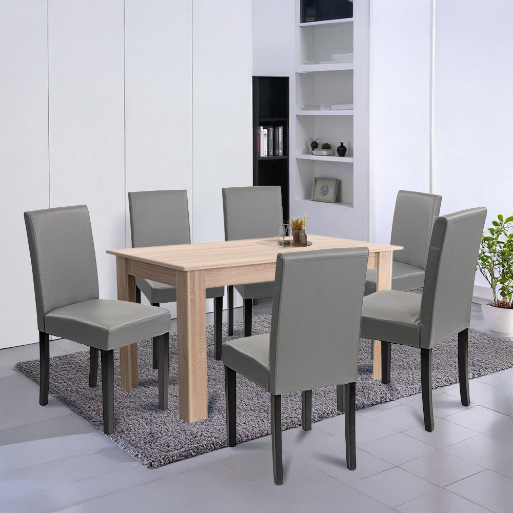 Leziter Set de masă Leon 6 1, gri stejar Sonoma [1]