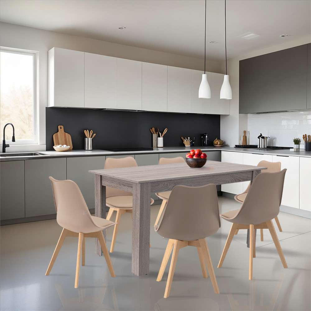 Leziter Set de masă Zara 6 1 bej-stejar York [1]