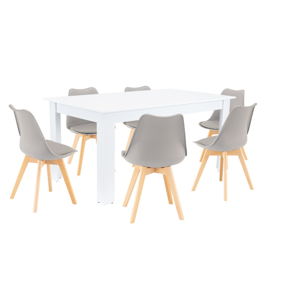 Mobilier sufragerie - Leziter Set de masă Lola 6 1 gri-alb