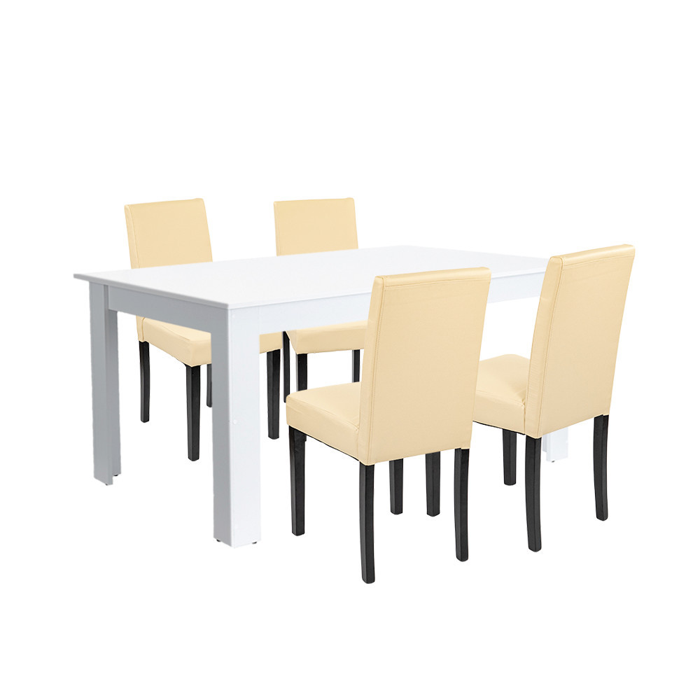 Mobilier sufragerie - Leziter Set de masă Leon 4 1 alb-bej