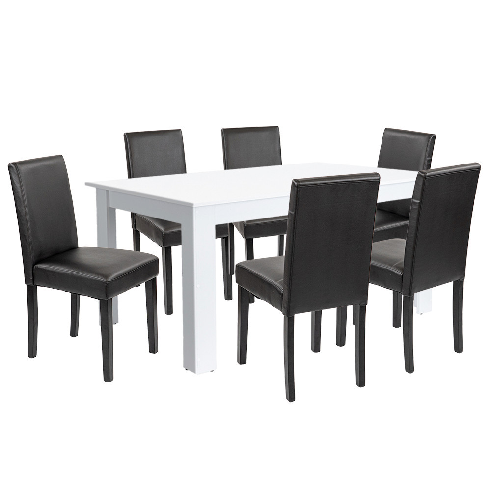 Mobilier sufragerie - Leziter Set de masă Leon 6 1 alb-negru