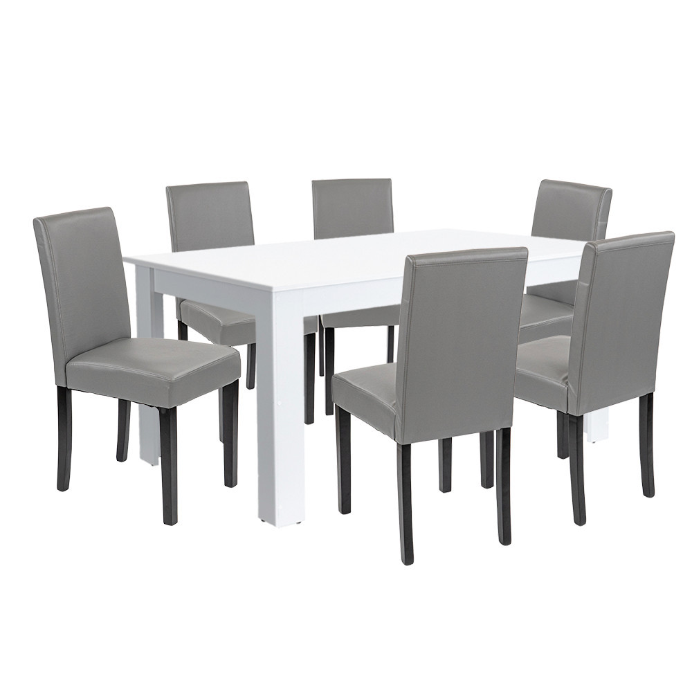 Mobilier sufragerie - Leziter Set de masă Leon 6 1 alb-gri