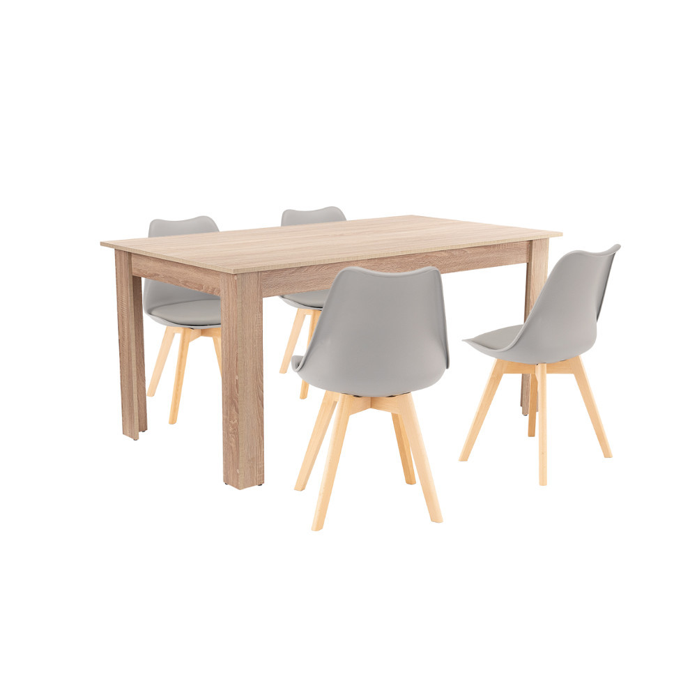 Mobilier sufragerie - Leziter Set de masă Lola 4 1 gri-stejar Sonoma