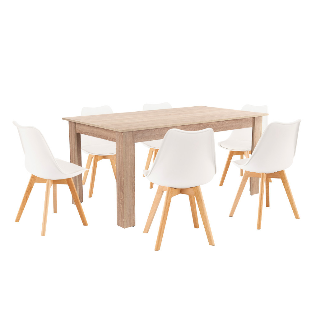 Set masă - Leziter Set de masă Lola 6 1 alb-stejar Sonoma