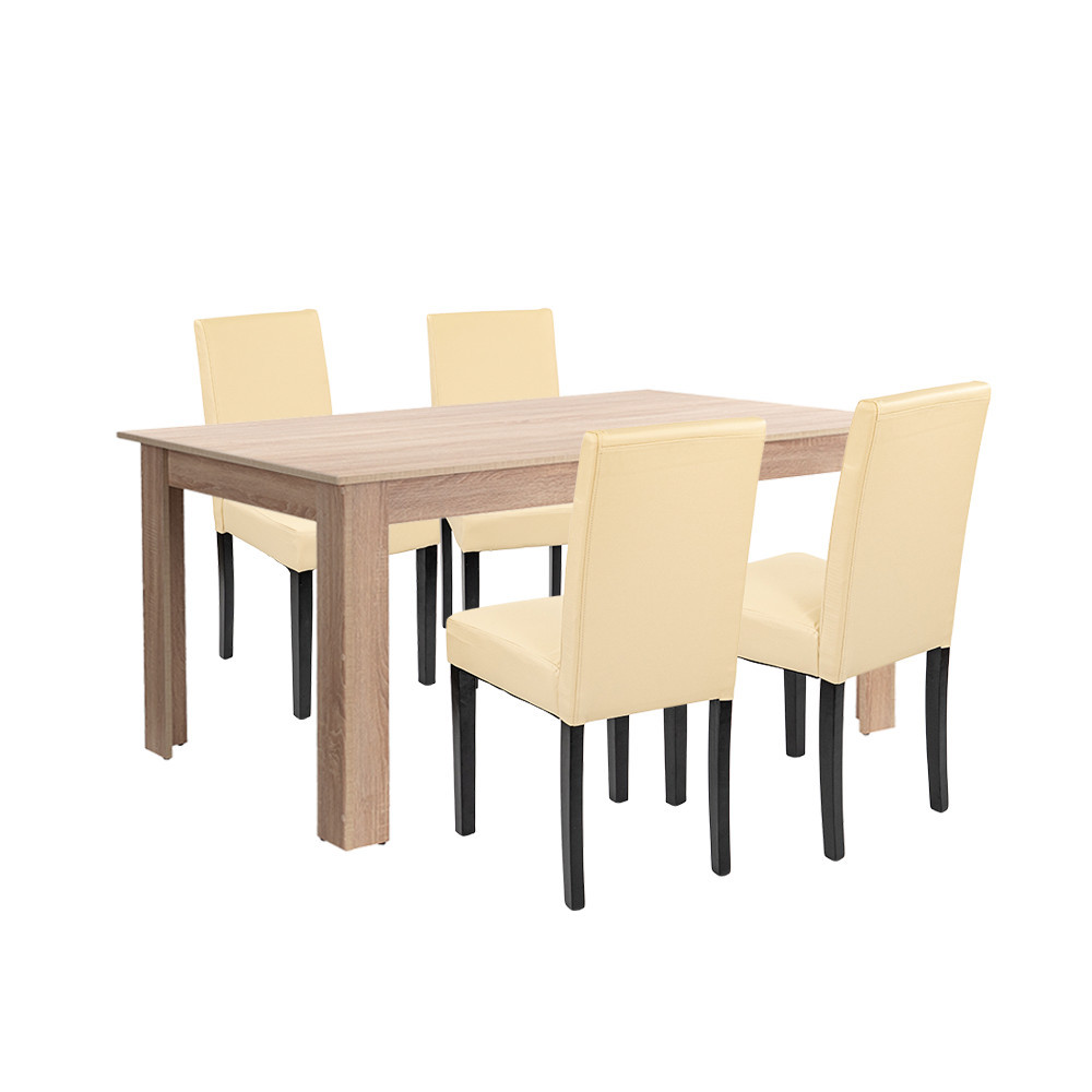 Mobilier sufragerie - Leziter Set de masă Leon 4 1 stejar Sonoma-bej
