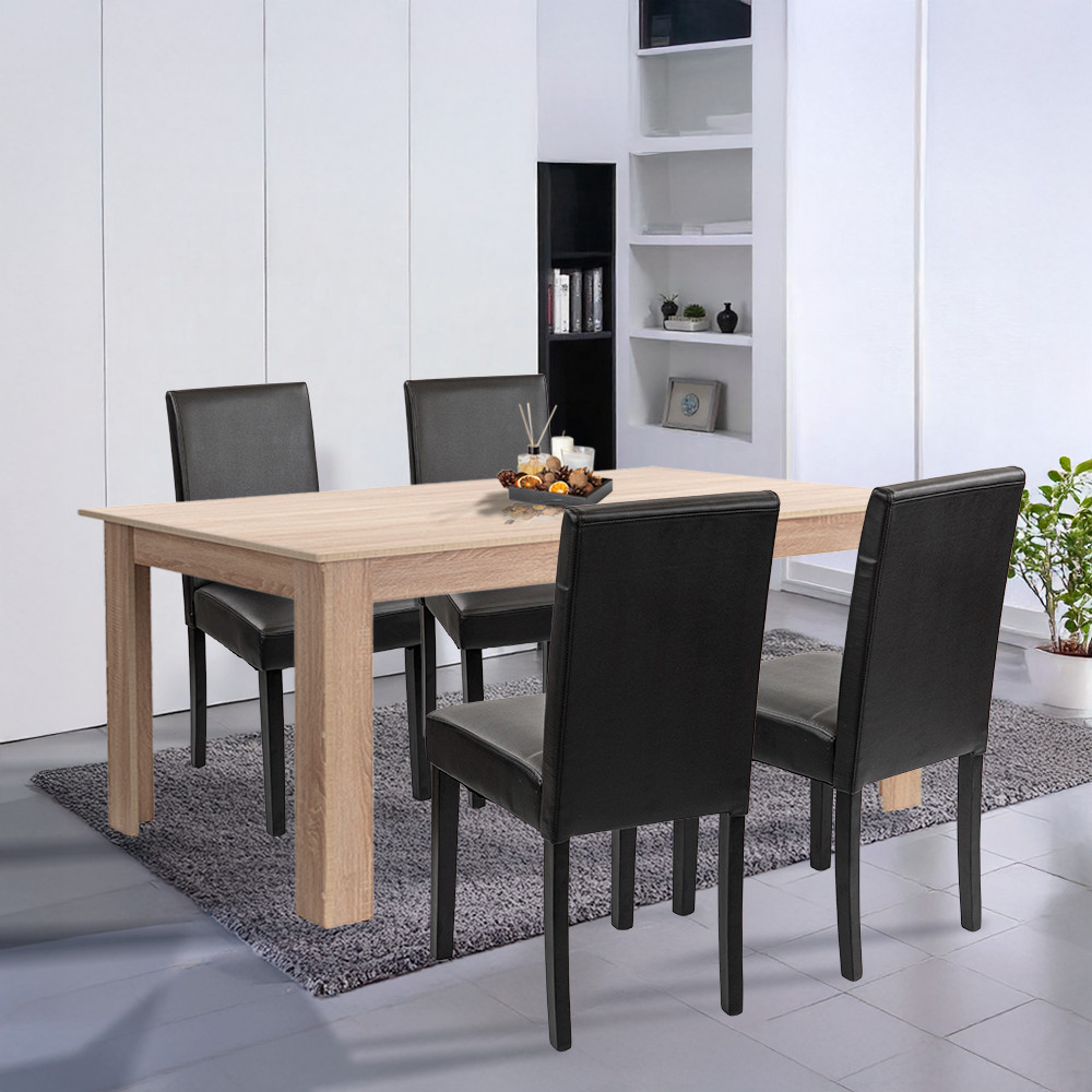 Leziter Set de masă Leon 4 1 stejar Sonoma-negru [1]