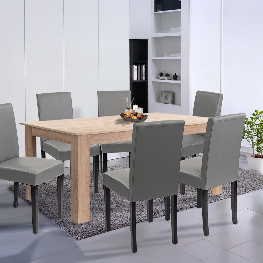 Leziter Set de masă Leon 6 1, gri stejar Sonoma [1]