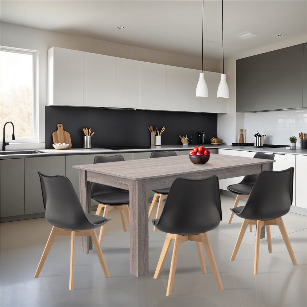 Leziter Set de masă Lola 6 1 stejar negru-York [1]