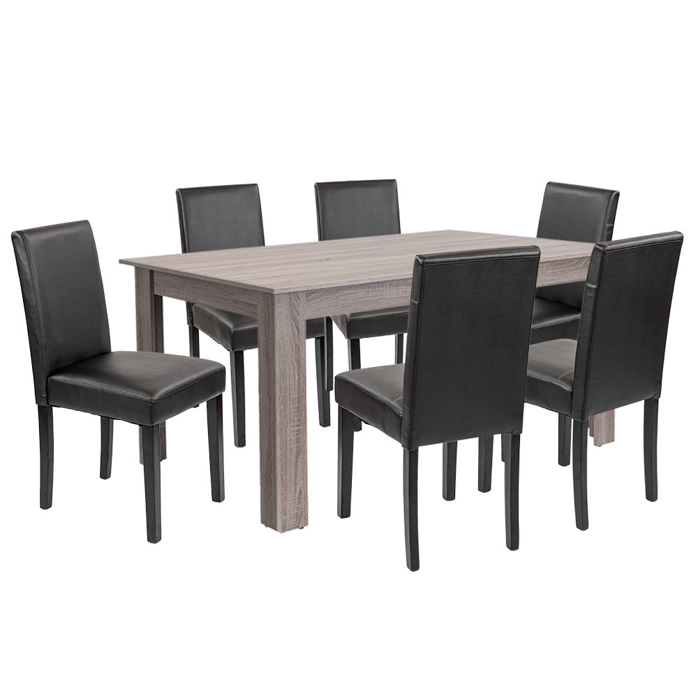Mobilier sufragerie - Leziter Set de masă Leon 6 1 stejar York-negru