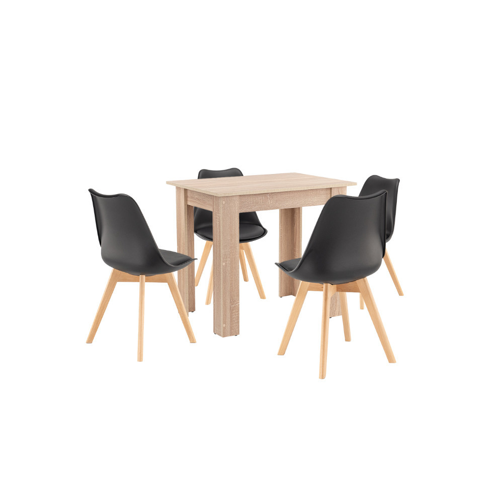 Produse temporar indisponibile - Leziter Set de masă Amina 4 1 negru-stejar Sonoma