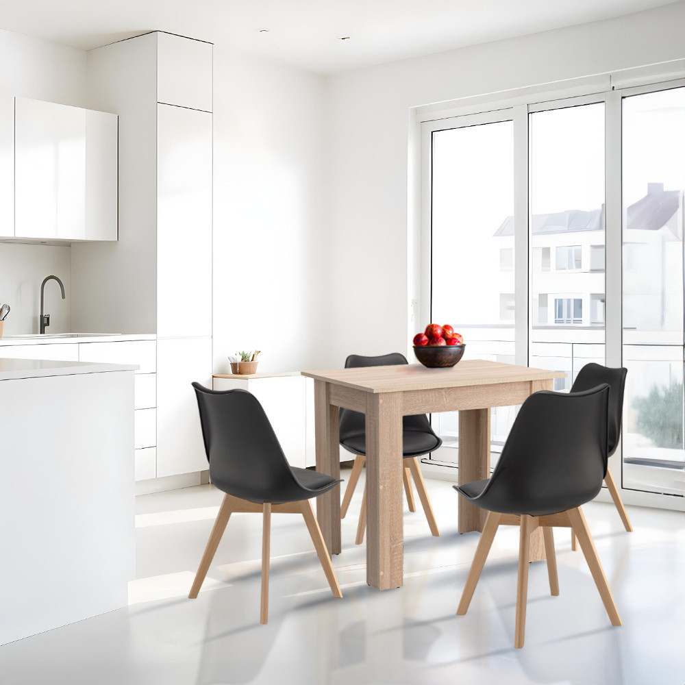 Leziter Set de masă Amina 4 1 negru-stejar Sonoma [1]