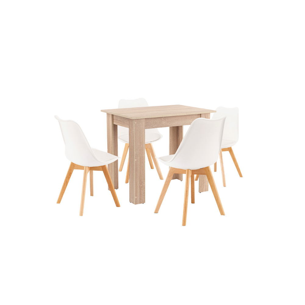 Produse temporar indisponibile - Leziter Set de masă Amina 4 1 alb-stejar Sonoma