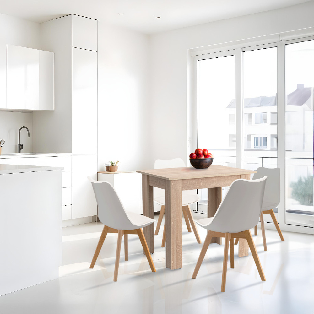 Leziter Set de masă Amina 4 1 alb-stejar Sonoma [1]