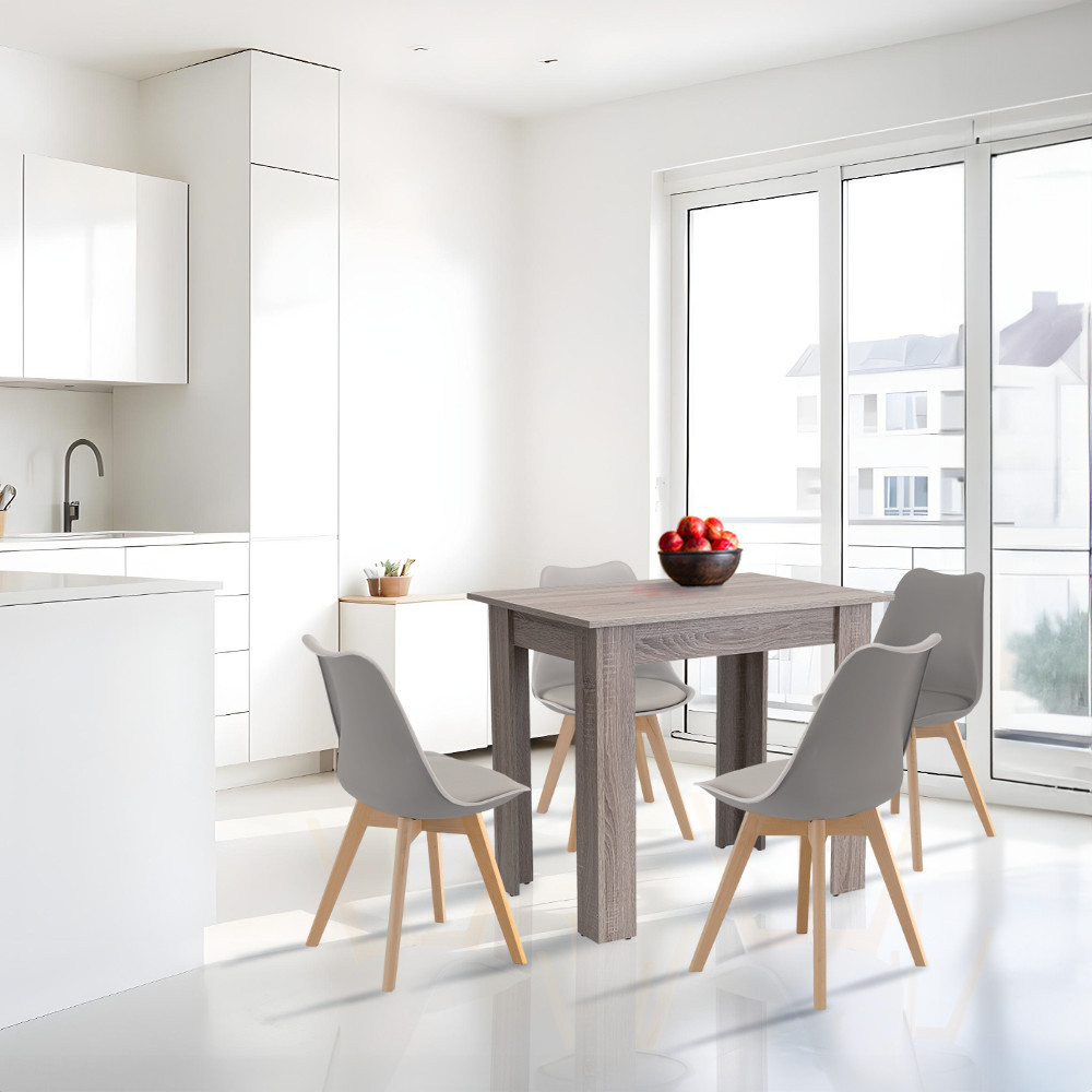 Leziter Set masă cu 4 scaune Amina gri-stejar York [1]