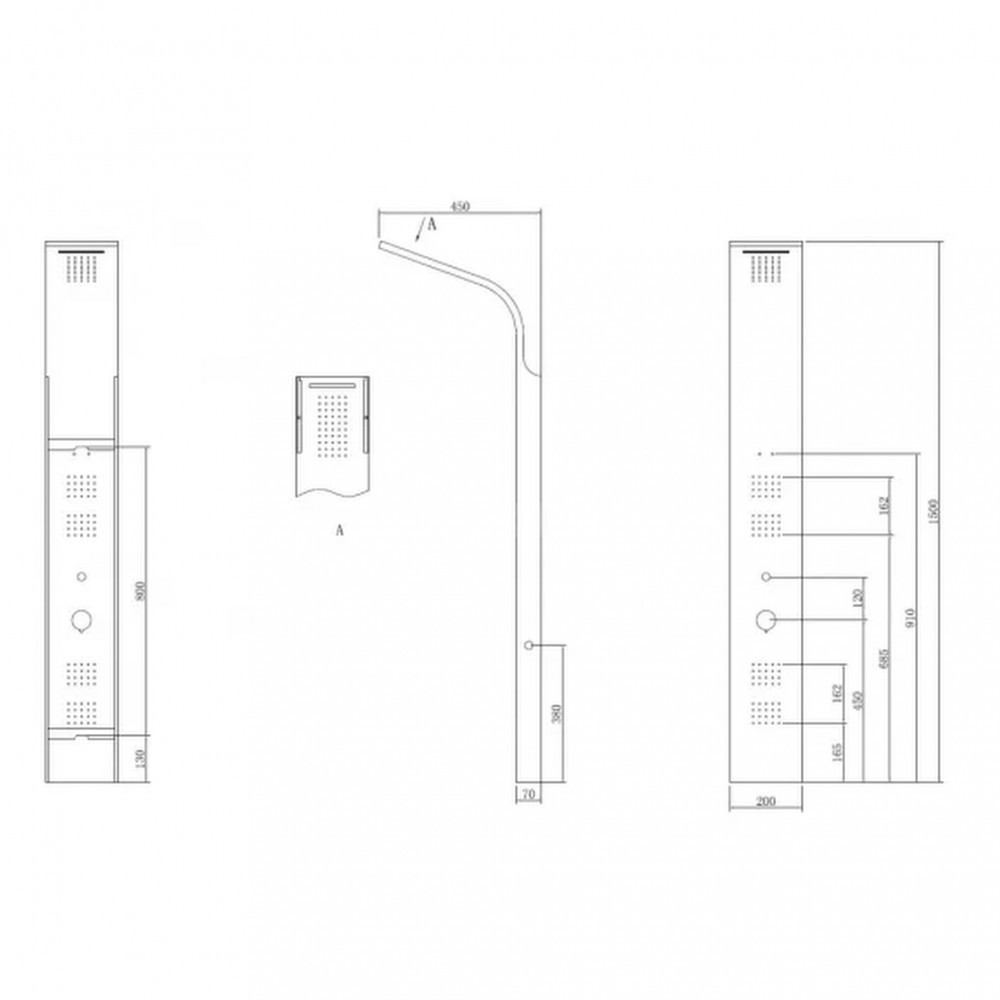 Leziter Panou de duș cu hidromasaj Alegro Silver, oțel inoxidabil [1]