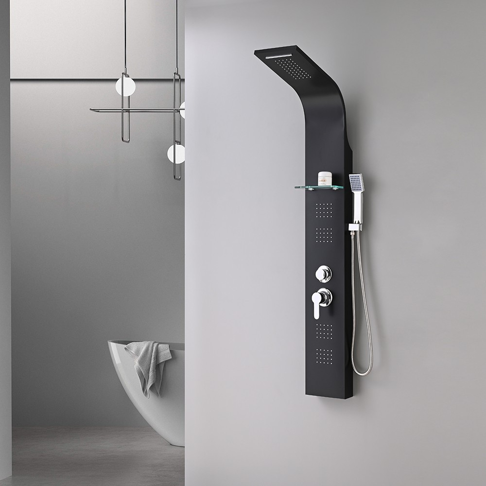 Leziter Panou de duș cu hidromasaj Alegro Black, oțel inoxidabil [3]