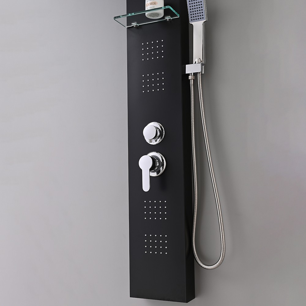 Leziter Panou de duș cu hidromasaj Alegro Black, oțel inoxidabil [8]