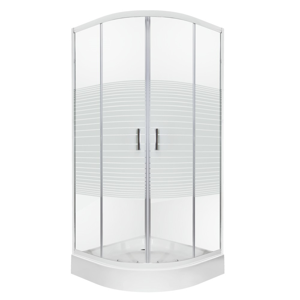 Cabină de duș semirotundă - Kerra Cabină de duș curbată Madera 90x90 cm cu cădiță de duș